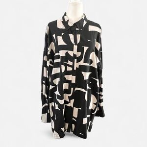 GINA BENOTTI oversized abstract button down blouse women’s size L